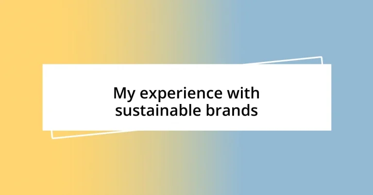 My experience with sustainable brands