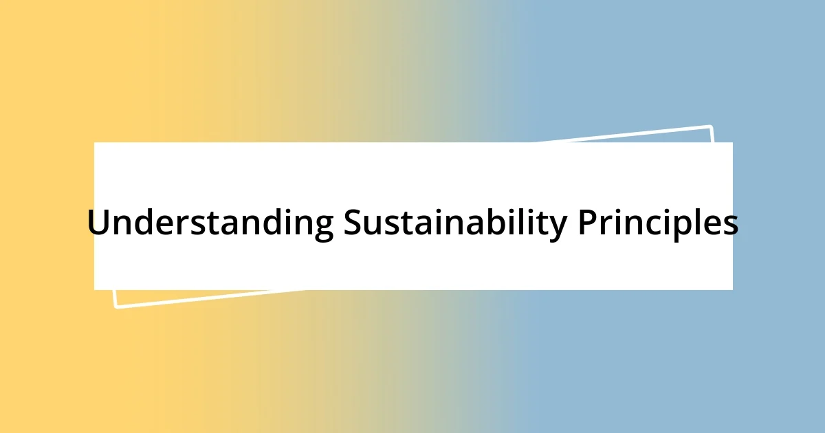 Understanding Sustainability Principles