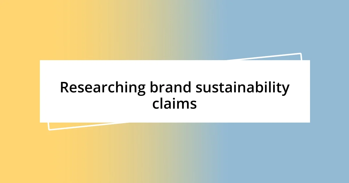 Researching brand sustainability claims