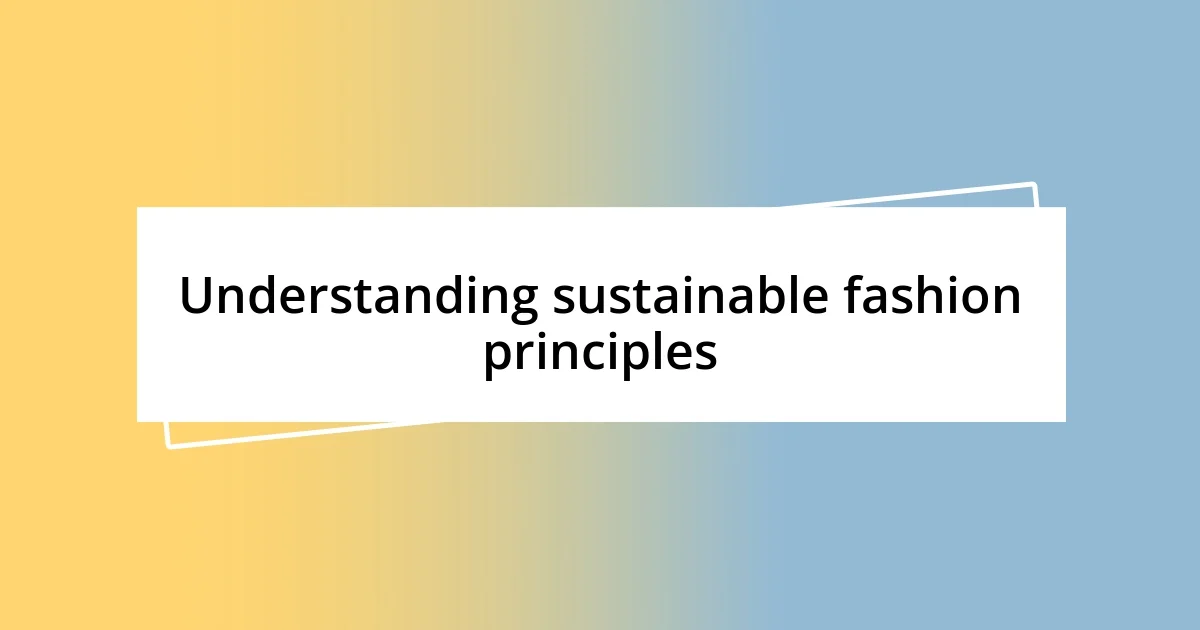 Understanding sustainable fashion principles