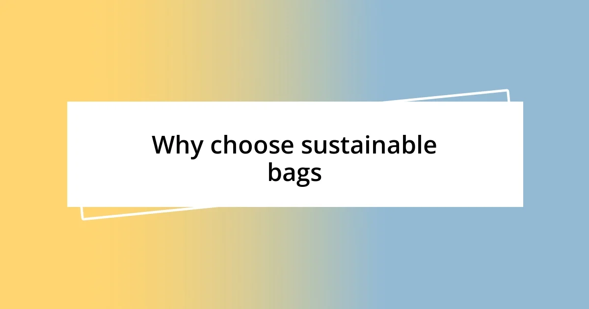 Why choose sustainable bags