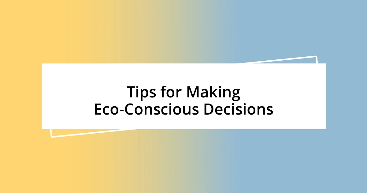 Tips for Making Eco-Conscious Decisions