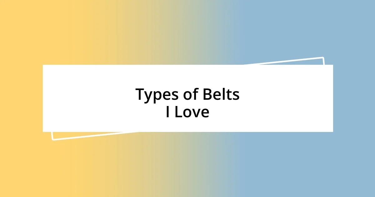 Types of Belts I Love