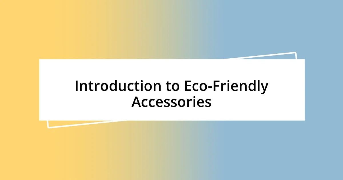 Introduction to Eco-Friendly Accessories