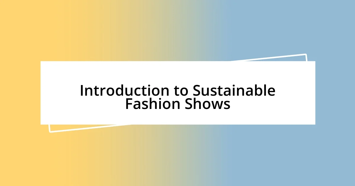 Introduction to Sustainable Fashion Shows