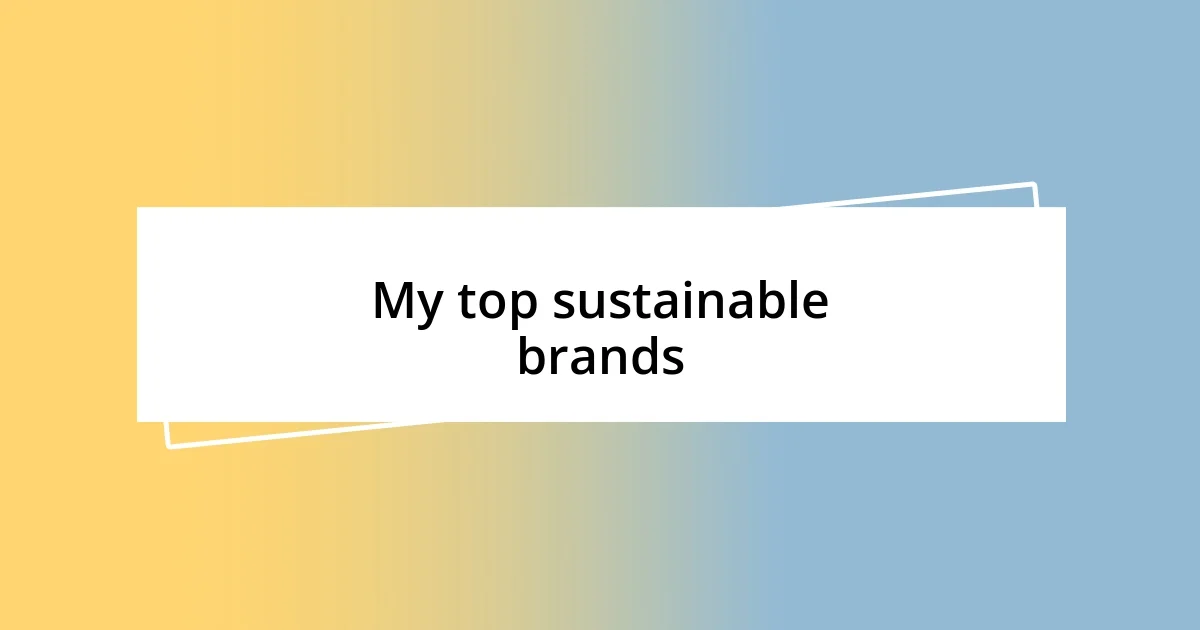 My top sustainable brands