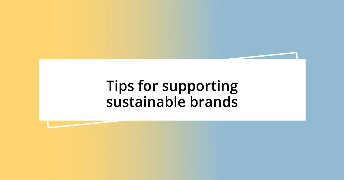 Tips for supporting sustainable brands