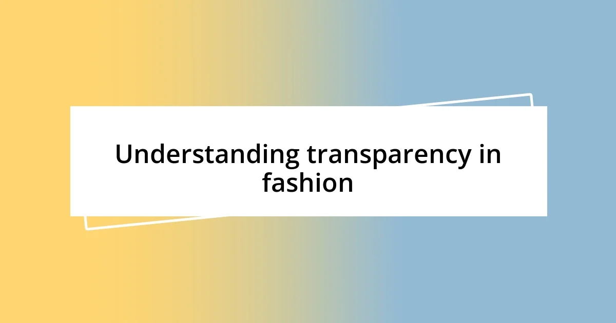 Understanding transparency in fashion