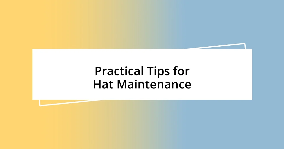 Practical Tips for Hat Maintenance