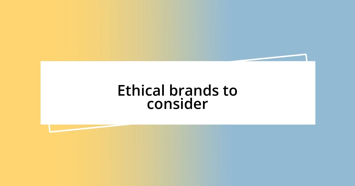 Ethical brands to consider